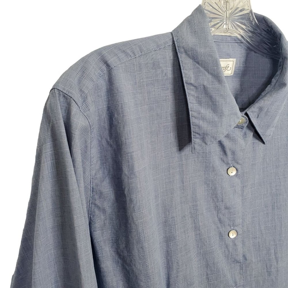 Foxcroft Size 12 Shirt Blouse 100% Cotton Fitted Long Sleeve Micro Plaid Blue - Picture 4 of 7